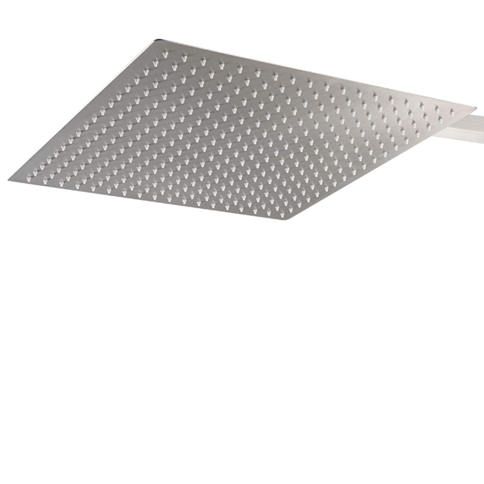 BESy 16 Inch Rain Shower Head, 16" Square Rainfall & High Pressure Stainless Steel Bath Shower Head, 1/16" Ultra Thin, Waterfall Full Body Coverage with Silicone Nozzle, Non Fingerprint Brushed Finish