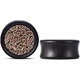 ERKUOO 2PCS Ebony Wood Ear Tunnel Plug Double Flared Ear Gauges Flesh Tunnels Stretcher Piercings Expanders 0g-1"(8mm-25mm)