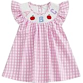 Toddler Girl Back to School Outfit First Day of School Pre K Kindergarten Smocked Short Sleeve Dress Summer Clothes