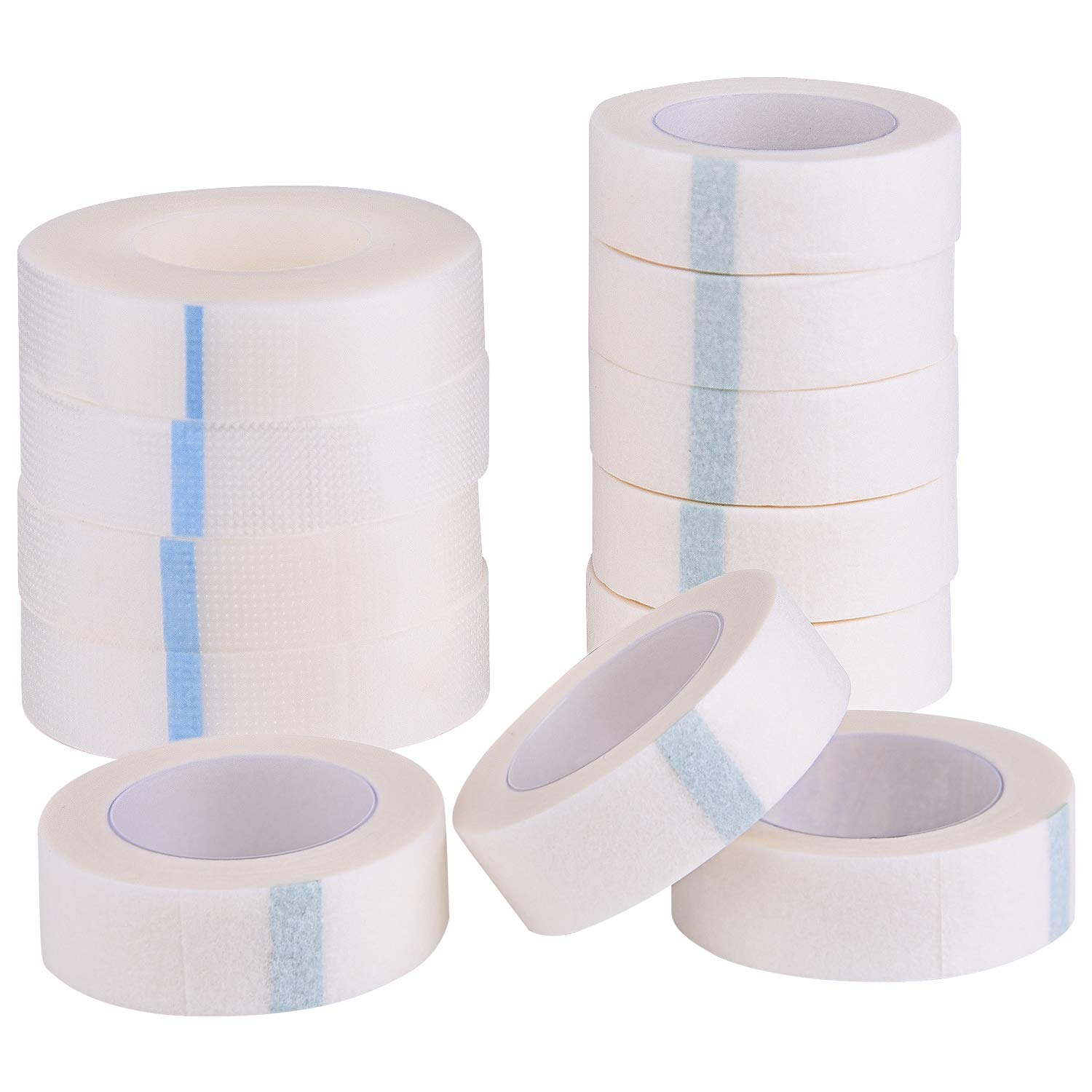 FEPITO 8 Rolls Eyelash Tape and 4 Rolls Micropore Tape White Adhesive Eyelash Tape for Eyelash Extension Supply