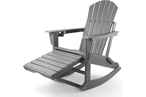 FUNBERRY 4-in-1 Adirondack Chair with Ottoman,350 LBS Folding Adirondack Chairs,Rocking Adirondack Chair with Cup Holder,Adirondack Chairs Weather Resistant,Plastic Adirondack Chairs for Adults,Fire Pit Chairs