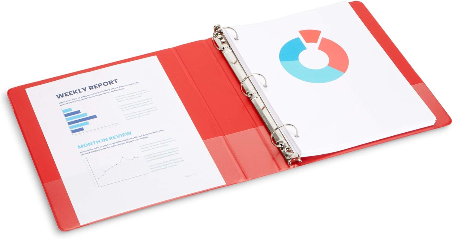 4 Pack 1.5 inch 3 Ring Binders, Rugged Design for Home, Office, and School, Designed for of 8.5 Inch x 11 Inch Paper, Black, Navy, Red, Green, 4 Binder Assorted Pack, Made in USA : Office Products