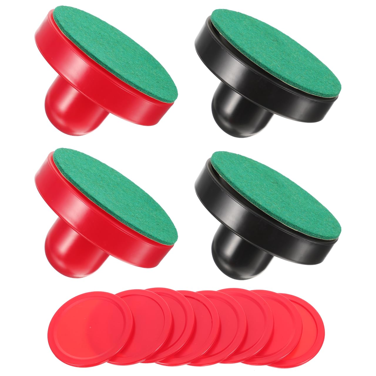 TOYMYTOY Airhockey pushers pucks set, 4 pushers, 4 lints and 8 dark blue pucks,Blue,Red,76mm