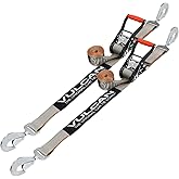 VULCAN Car Tie Down with Twisted Snap Hooks - 2 Inch x 96 Inch - 2 Pack - Silver Series - 3,300 Pound Safe Working Load