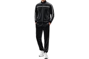 COOFANDY Mens Velour Tracksuits 2 Piece Set Outfits Zip Up Sweatsuits Velvet Jacket Pants Set