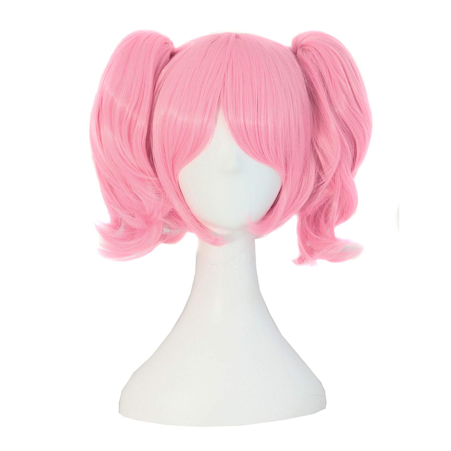 MapofBeauty Lolita Pink Short Straight Clip on Ponytails Cosplay Wig(Size: Free Size)