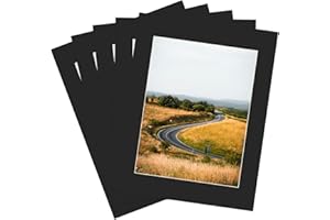 ZBEIVAN 11x14 Black Picture Mats with Core Bevel Cut Frame Mattes for 8.5x11 Pictures - Pack of 5