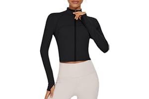 Ivicoer Workout Tops for Women Scrub Cropped Jackets Yoga Athletic BBL Jacket with Thumb Holes