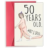 OJsensai Happy 50th Birthday Cards for Women Her, Funny Old Age Birthday Gifts for 50 Years Old Friends Bestie Sister, Best 50 Bday Gift Card for Wife