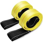 Trekassy 2 Pack 6' x 2" Lifting Sling Straps, 6ft Lifting Straps with 9,400 lbs Basket Rated Capacity, Heavy Duty Nylon Tree Saver Recovery Strap Web