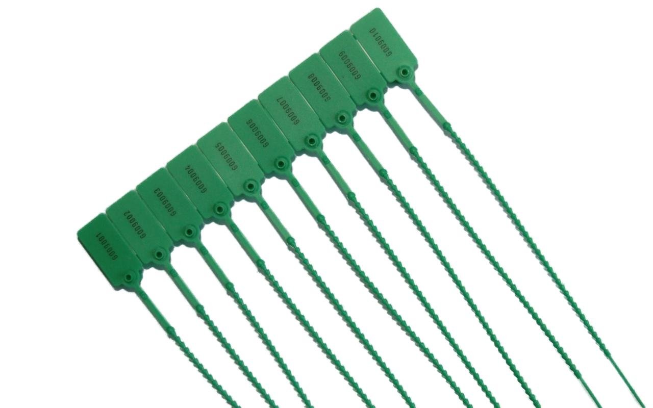 100 X GREEN SECURITY TAGS NUMBERED PULL TIES SECURE ANTI-TAMPER SEALS