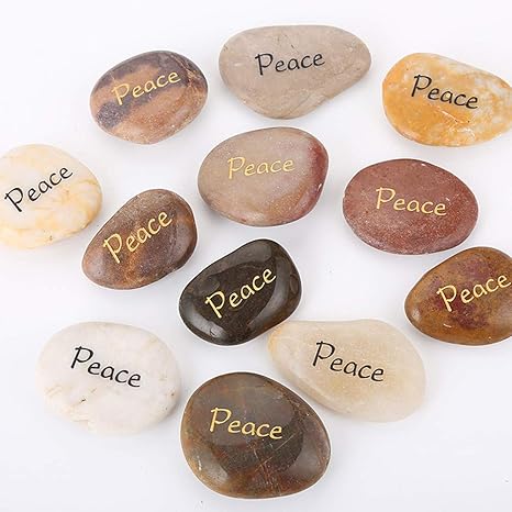 Amazon Com Rockimpact 12pcs Peace Encouragement Stones Motivational Inspirational Word Zen Stone Engraved Natural River Rock Reiki Healing Inspiring Balancing Chakra Stones Wholesale Bulk Of 12 Peace Rock Home Kitchen