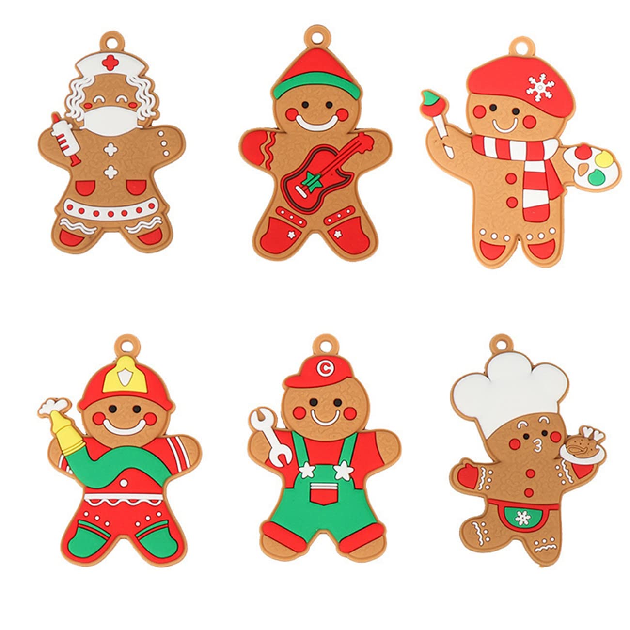 Roseone Gingerbread Man Ornaments for Christmas Tree, Christmas Tree Decoration Gingerbread Figures, Christmas Pendant Gingerbread Man Decoration for Home, Garden, Office, Café, Party, 6 Stück,