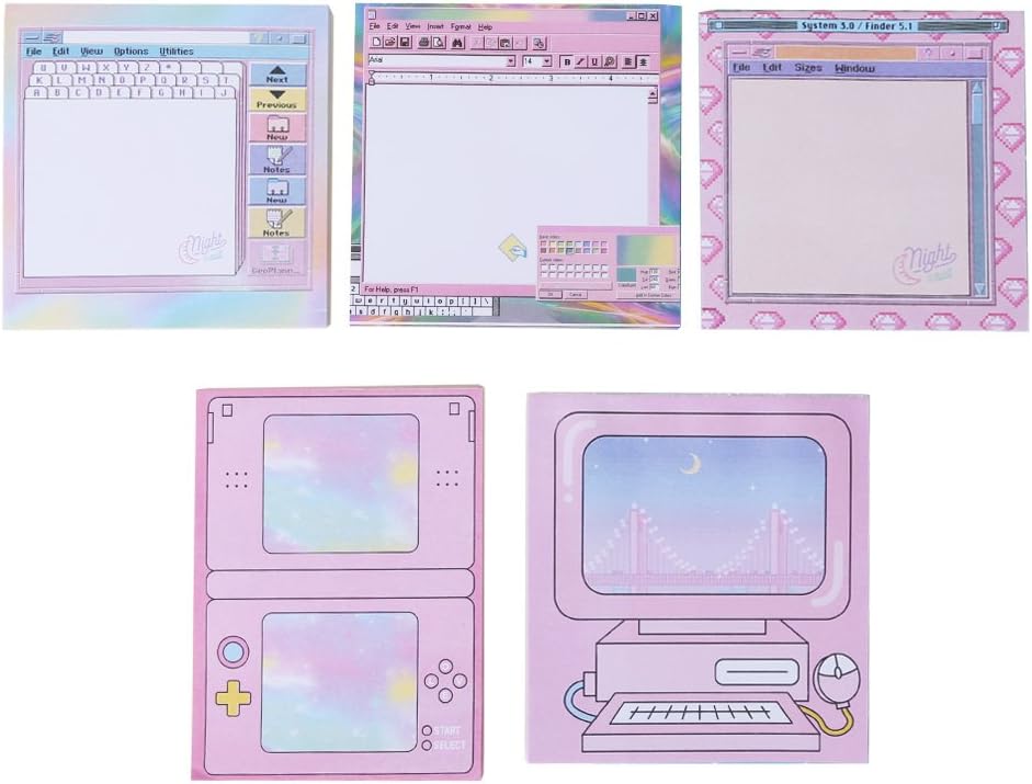 Wodwad Creative Computer Game Shape Memo Pad DIY Diary Sticky Notes Office Supplies,Color Random delivery (3)