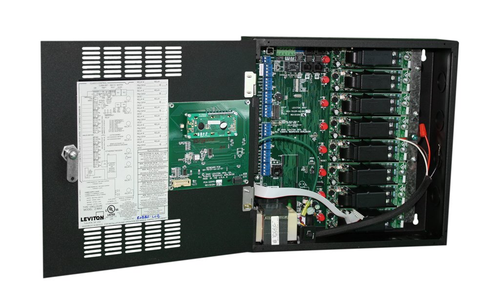 Leviton R08BDL08 EzMax Plus 8 Relay Panel, 120V, 277V, and 347V Control Input, (8