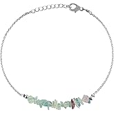 Natural Fluorite Gemstone Chips Beads Bar Bracelet for Women, Crystal Gems Healing Bracelets, Chakra Stone Bead Bracelets, Yoga Stone Beads Bracelets Meditation Chips bead size is 3-4 mm