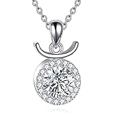 NIFUNAO Moissanite Stars Constellation Necklace For Women Sterling Silver Horoscope Zodiac Pendant Necklace, Certified Lab Created Diamond Jewelry Gift