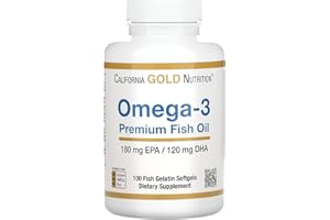 California Gold Nutrition Omega-3 Premium Fish Oil, Concentrated Formula with EPA & DHA, Support for Optimal Lipid Profile & Immune System, Gluten Free, Non-GMO, 100 Fish Gelatin Softgels
