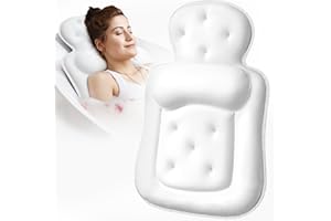 VOXOR Bath Pillows for Tub, Skin Friendly Bathtub Cushion for Head and Neck with Soft 5D Mesh Fabric and 54 Non-Slip Suction Cups, Relaxing Tub Shower Accessories Spa Gifts