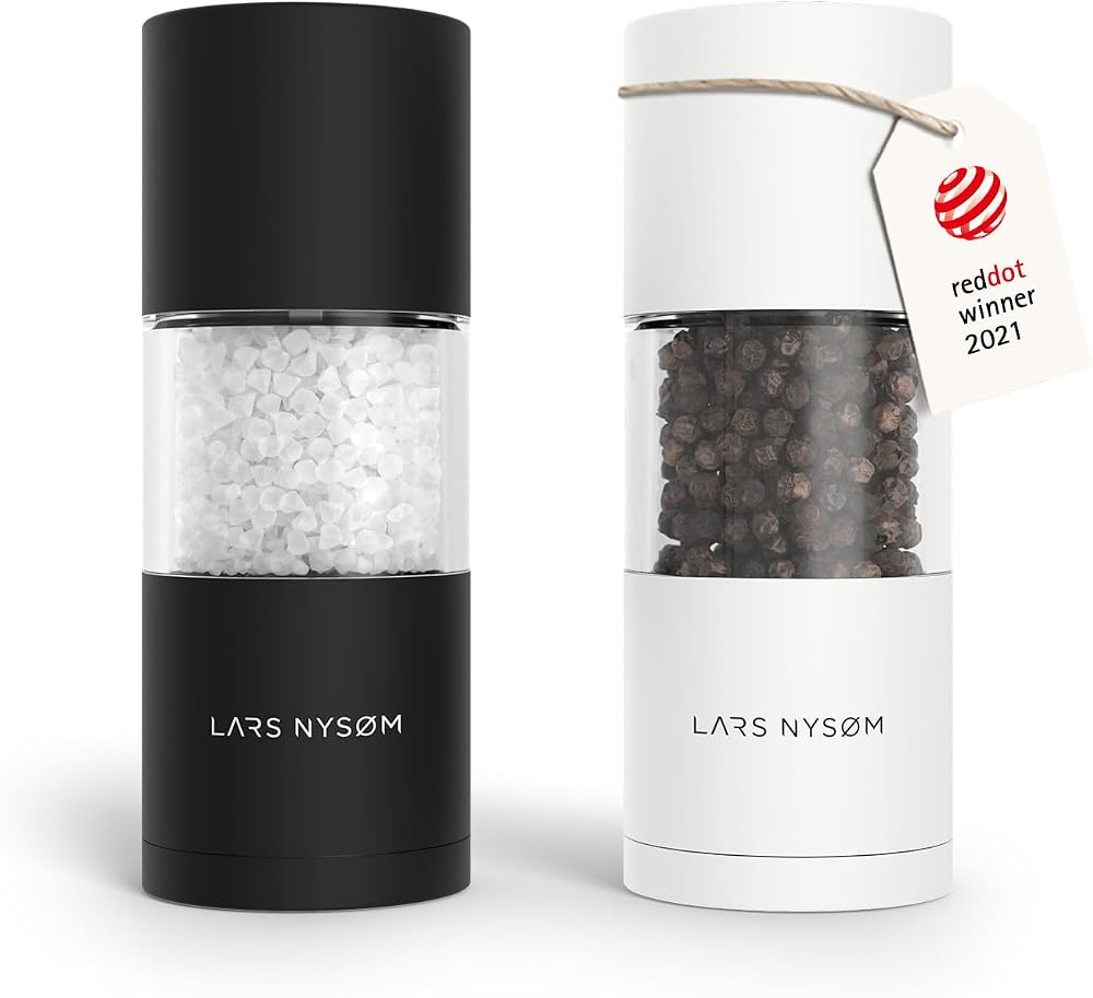 LARS NYSØM Sjæl Salt and Pepper Grinder Set Black White 11.6 cm Ceramic