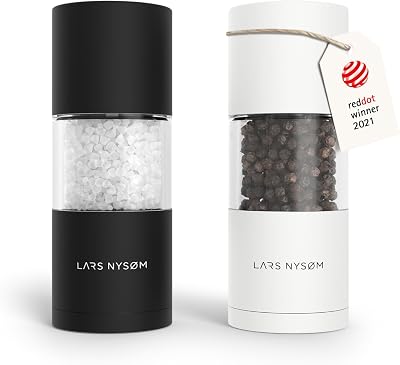 LARS NYSØM Sjæl Salt and Pepper Grinder Set Black White 11.6 cm Ceramic