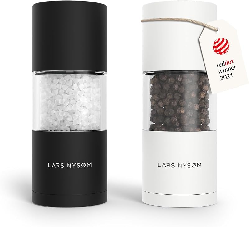 LARS NYSØM Sjæl Salt and Pepper Grinder Set Black White 11.6 cm Ceramic
