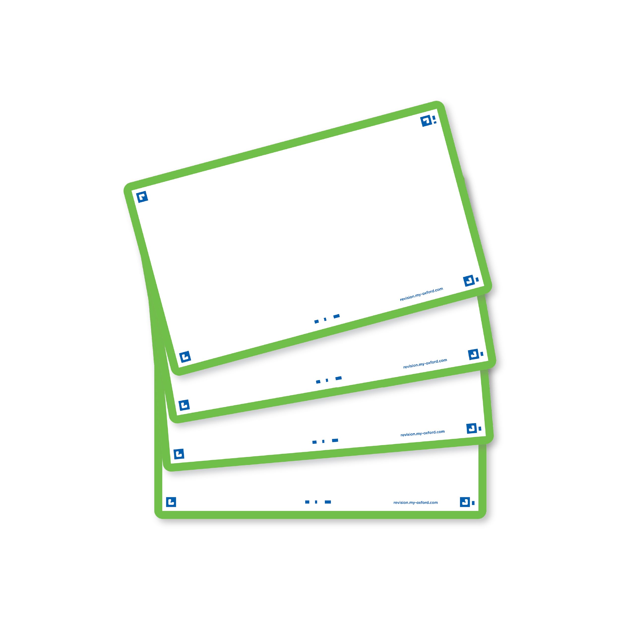 Oxford Flash Cards, Blank with Green Frame, 7.5 x 12.5 cm, Pack of 80