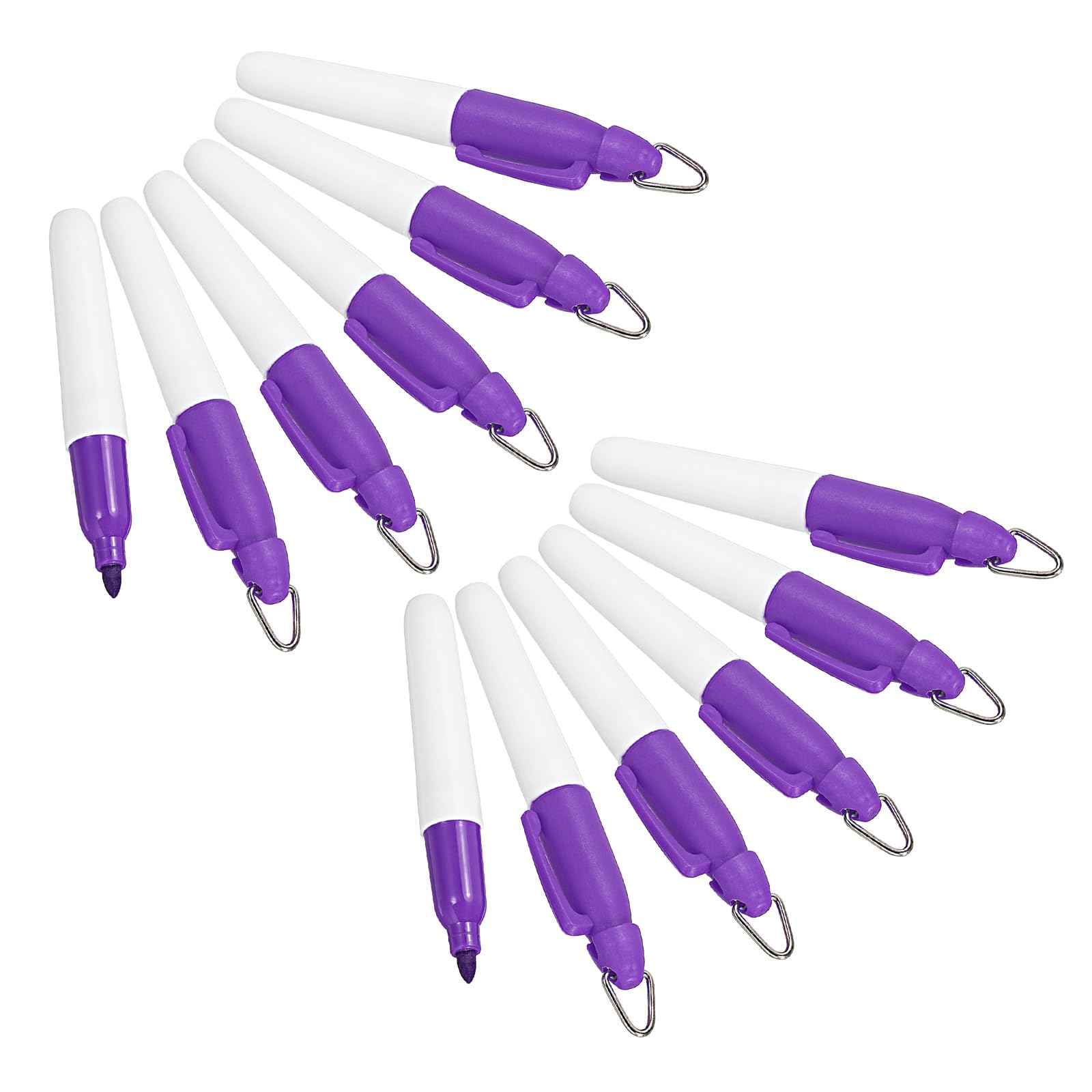 PATIKIL Mini Permanent Markers, 12 Pack Golf Ball Marker Pens with Keychain Clip for Office Meeting Outdoor Activities, Purple