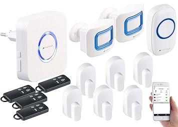 VisorTech Alexa Alarm: 14-TLG. WLAN-Alarmanlage, Klingel, Alexa-kompatibel, bis 50 Sensoren (Funk Alarmanlage)