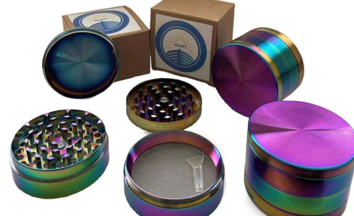 Large 54MM Rainbow Design HERB Spices Grinder Crusher Strong Magnetic LID