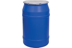 Eagle 55 Gallon Plastic Drum with Lid, Metal Lever-Lock, 36.4"x22.5", Open Head Lab Pack Drum Made of Durable, Lightweight HDPE, Withstands Weather and Chemicals, Made in USA, Blue, 1656MB