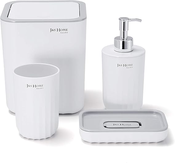 GERUIKE Juego De Baño De 4 Piezas, Accesorios De Baño Blancos, Juego De