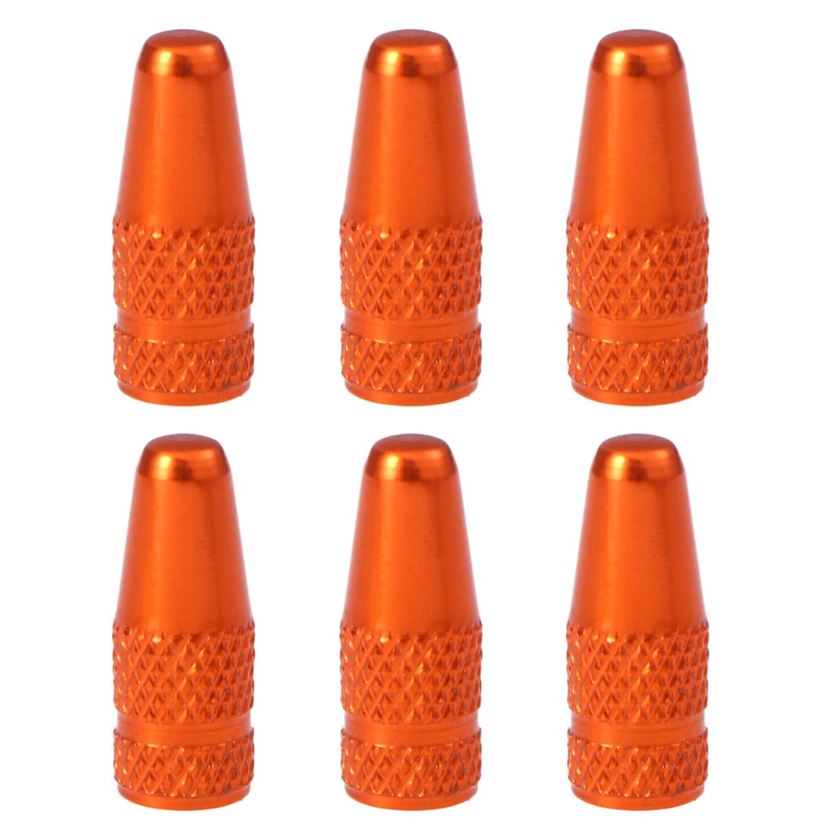 VOSAREA 6pcs Presta Valve Caps Anodized Aluminum Use On Presta French Valves Alloy Bicycle Bike Tire Caps Dust Covers (Orange)
