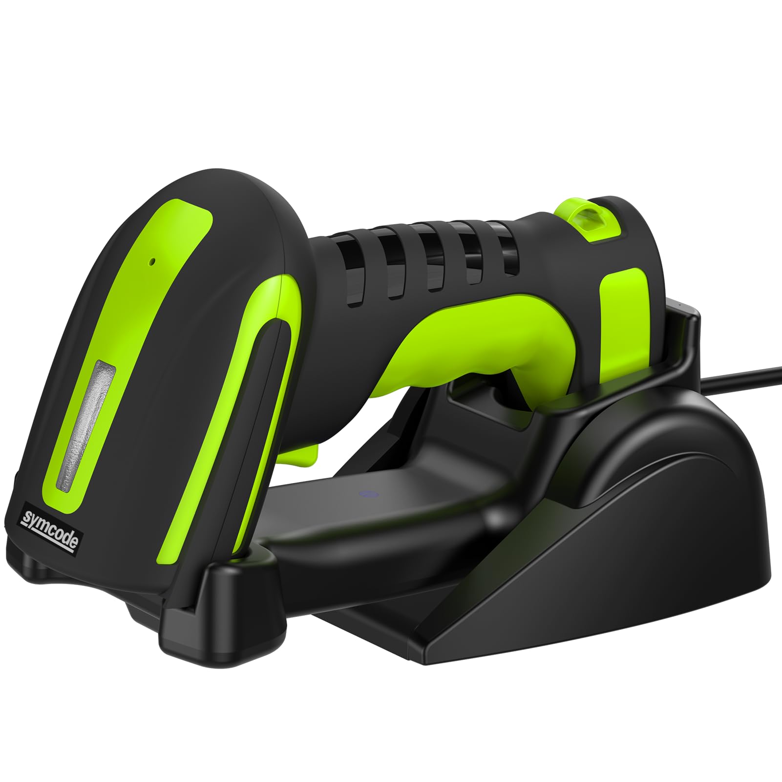 Photo 1 of Symcode Bluetooth 2D QR Barcode Scanner with Charging Stand,Industrial Dustproof and Waterproof 3 in 1 Compatible with Bluetooth & 2.4GHz Wireless & Wired Connection with Vibration Alert Green
