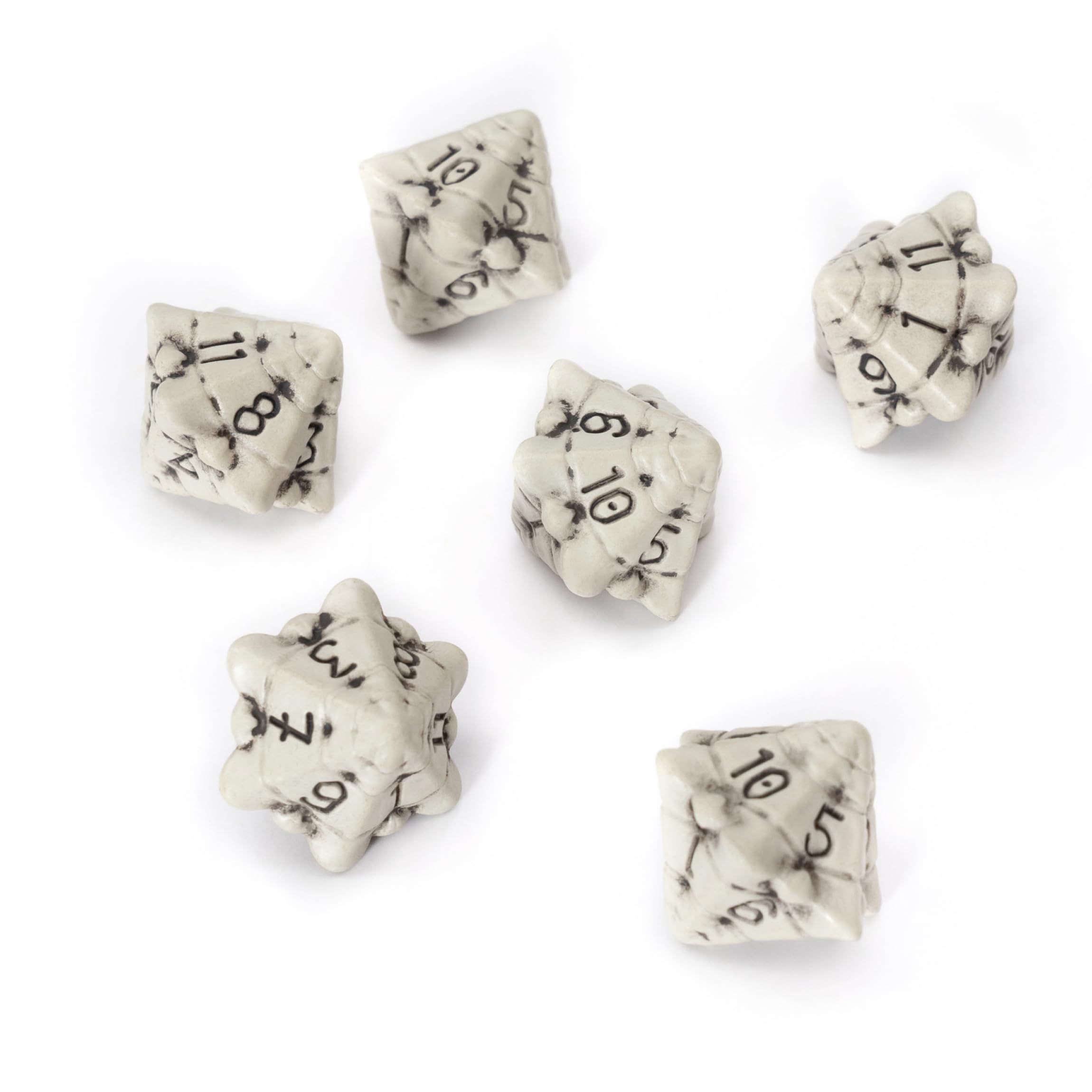 LYNX D12 Dice Set - Set of Six 12 Sided Dice - Skull & Bone Themed RPG Dice. Cool & Unique Gift for Dungeons & Dragons (DND), Warhammer, D&D, Pathfinder, D and D. (Cleaned Bone White)