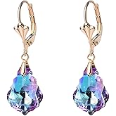 Austrian Crystal Baroque Drop Leverback Earrings for Women Fashion 14K Gold Plated Hypoallergenic Jewelry