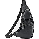 Leather Sling Bag Crossbody Backpack for Men Women Travel Outdoor Sports Hiking Camping Shoulder Chest Day Pack Daypack