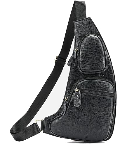 Chrysansmile Sling Bag for Men Brown Crossbody Bags for Women Genuine Leather Cross Body Bag Mini Backpack for Travel Outdoor