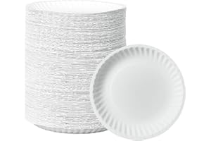 GUSTO [6 Inch - 500 Count] Uncoated White Paper Plates, Dessert Plates Disposable - Decorative Craft Paper Plates (Formerly C