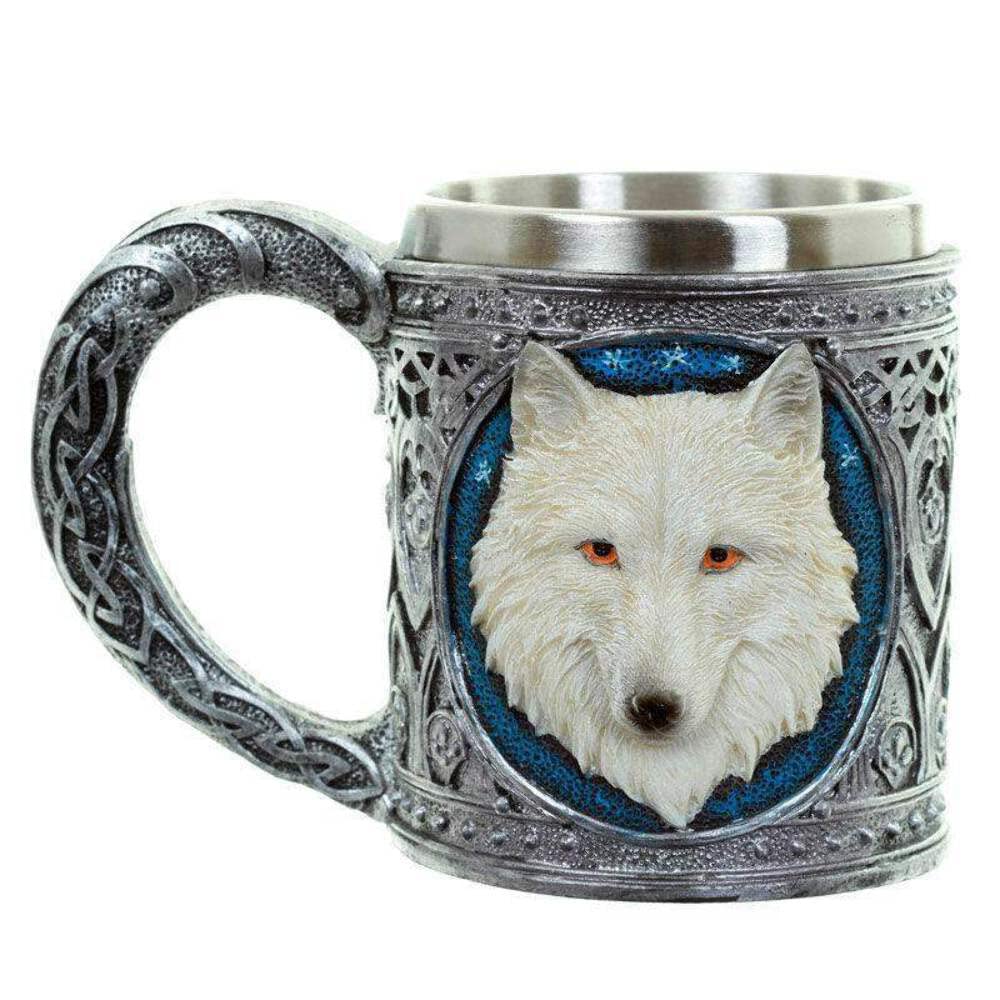 Puckator Decorative White Wolf Tankard - Presents for Men - Norse Nordic Viking Cup Mug - Pagan Gifts - Keepsake - Gift for Dads - Beer Tankard - Large Drinking Glasses - Man Present - Dad Mens Stuff