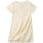 Uobzyaq Girl's Stripes Nightgowns Cotton Sleep Shirts Sleepwear Princess Nightdress