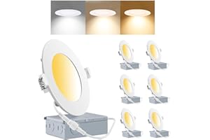 CSACCT LIGHT 4 Inch 3CCT 9W Ultra Thin LED Recessed Pot Lights, 3000K 4000K 5000K Selectable, 750LM Dimmable IC Rated for Sho