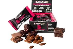 Bahamii Nuts & Date Bars, Organic Healthy Snacks | Chocolate Almond 6-Pack | Gluten Free & 0g Added Sugar Low Calorie Snacks, No Preservatives, Plant Based, Kosher, Diabetic Snacks