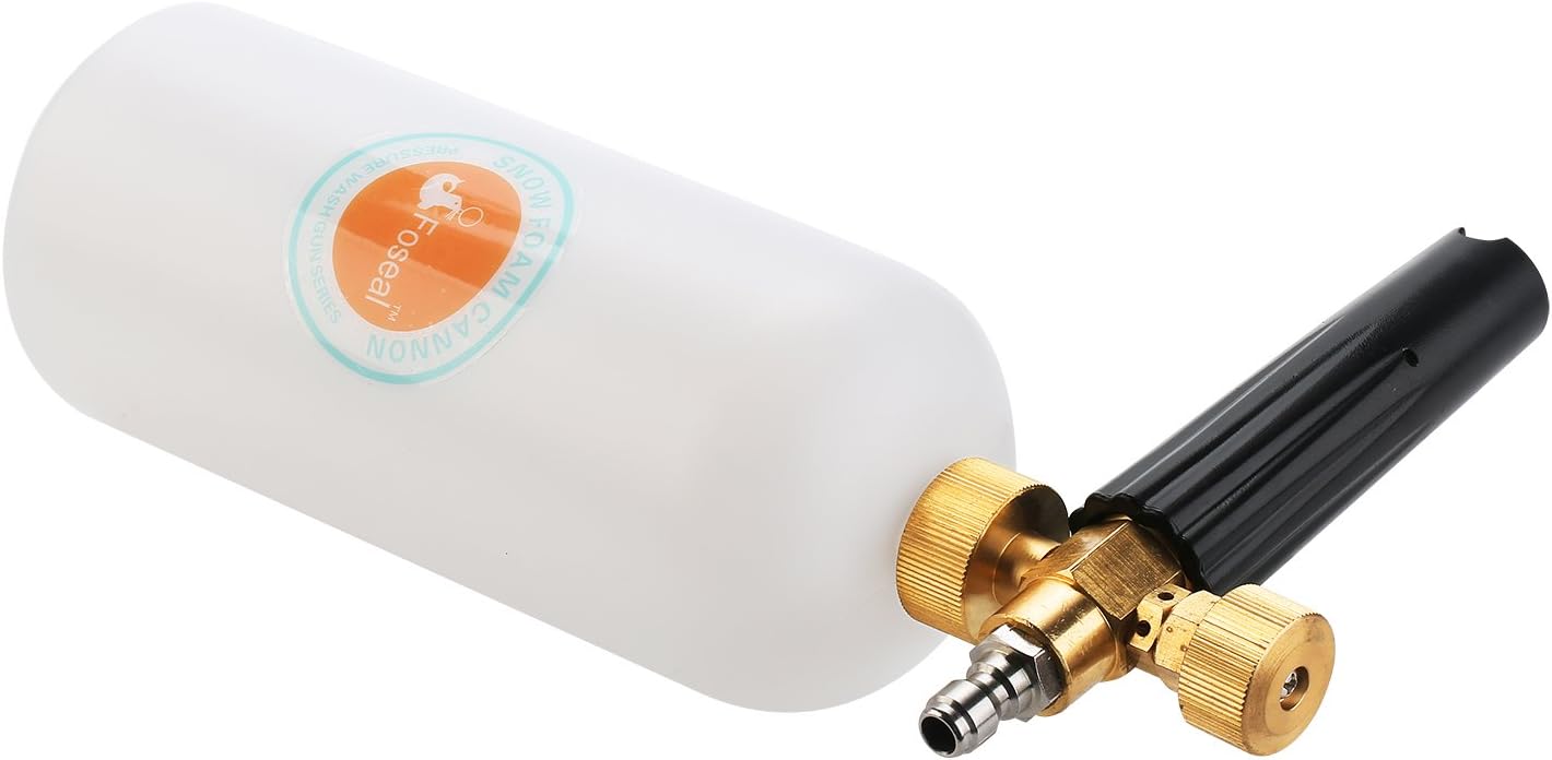 Foseal Snow Foam Lance Jet Wash Pressure Car Washer Foam Cannon 1L Bottle Adjustable Thick/Watery Soap Foam, with 1/4" Quick Release Foam Blaster for Washer Gun, Heavy Duty Brass Knob: Automotive
