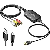 RCA to HDMI Converter,Viagkiki AV to HDMI Adapter,RCA to HDMI Composite Audio Video Converter for PS1, PS2, PS3, STB, Xbox, V