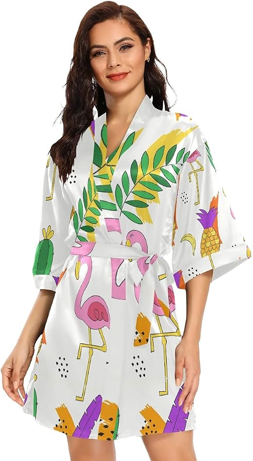 flamingo kimono robe