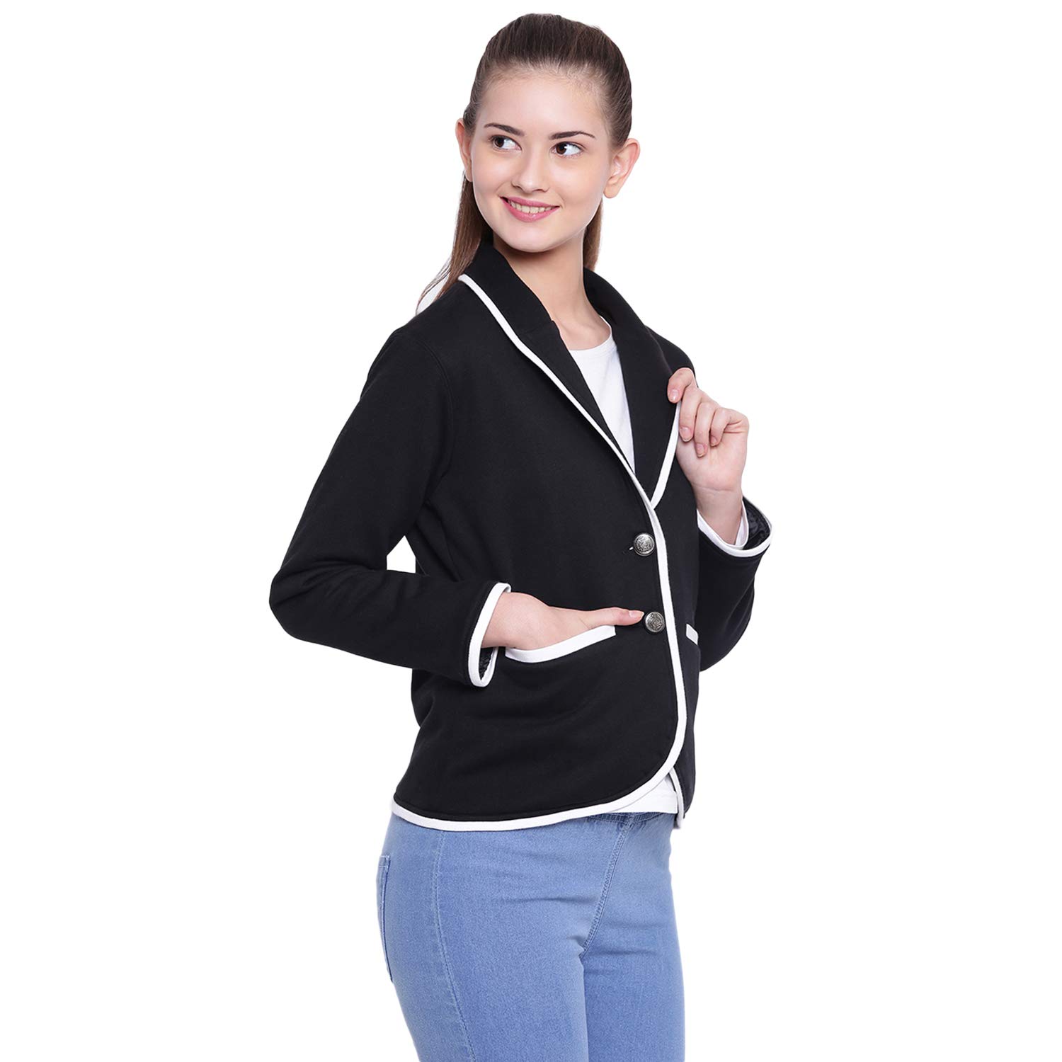 texco shawl collar winter blazer for women black