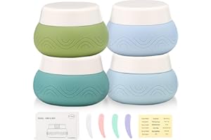 DHQH Travel Containers for Toiletries 4Pack 1oz TSA Approved Travel Size Containers, Silicone Travel Jars with Lids Leak-proof Travel Essentials for Cosmetic Face Body Cream