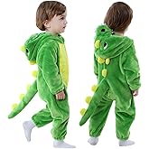lontakids Toddler Infant Dinosaur Costume Flannel Hooded Onesies Soft Animal Romper Outfits Gift