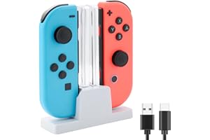 ELUTENG Nintendo Switch Controller Charger for 2 Controllers Joycon Charger with LED Light Indication Nintendo Switch Charging Dock with 3.3Ft Type C USB Charging Cable